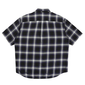 One Point Ombre Check Flannel SS Shirt - Black