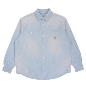 L/S Painter Shirt-Blue worn used, splatter