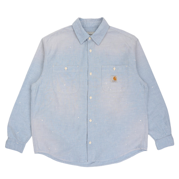L/S Painter Shirt-Blue worn used, splatter