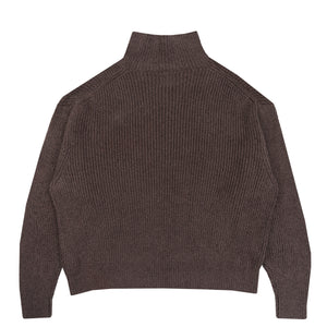 Loose Neck Cotton Rib Knit - Charcoal