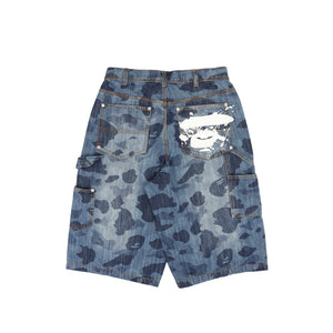 1st Camo Double Knee Relaxed Denim Shorts - Indigo