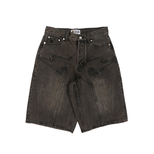 Bape Sta Patch Relaxed Fit Denim Shorts - Beige