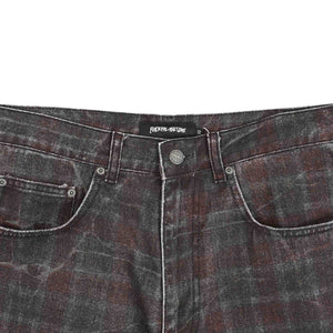 Miller Plaid Denim Short - Red Plaid