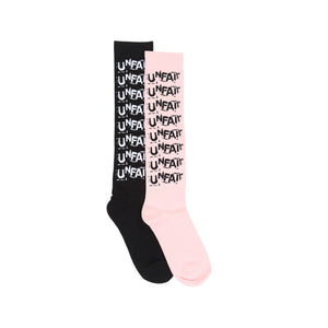 Stack Logo Knee Socks 2 Pack - Black/Pink