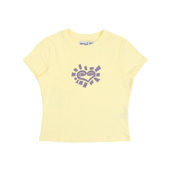 He@rt Baby T-Shirt - Pale Yellow/Purple