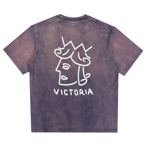 Sun Faded Queenhead Logo S/S T-Shirt - Navy