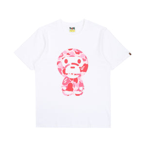 W' ABC Camo Big Baby Milo T-Shirt - White/Pink