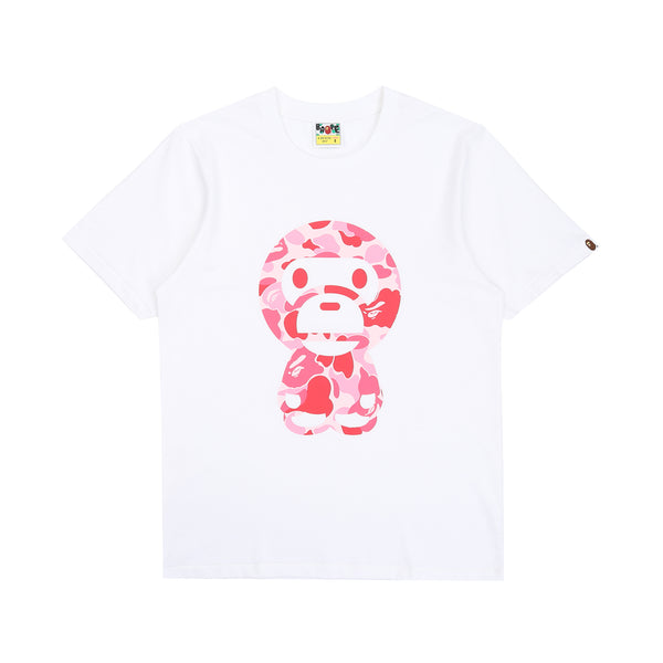 W' ABC Camo Big Baby Milo T-Shirt - White/Pink