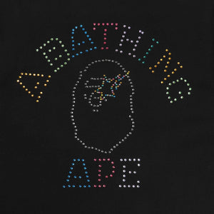 Rhinestone College Relaxed Fit T-Shirt - Black