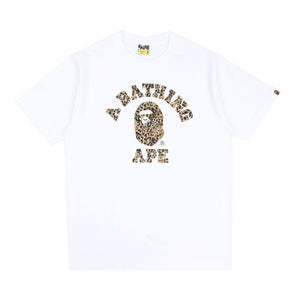Wild Leopard Pattern College Tee - White