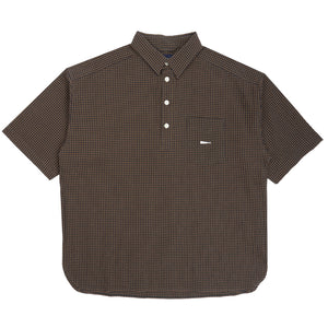 Voil Pullover Plaid SS Shirt - Brown