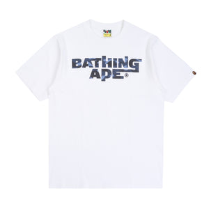 Color Camo Bathing Ape Logo T-Shirt - White/Navy