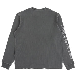 Script Sleeve Waffle Knit Top - Black Garment Dye
