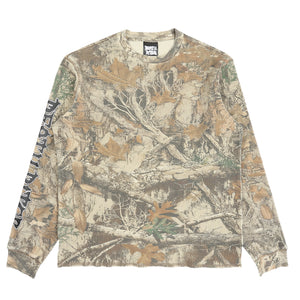 Script Sleeve Waffle Knit Top - Tree Camo