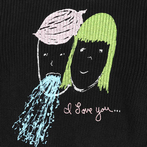 I Love You Overdyed Sweater  - Black